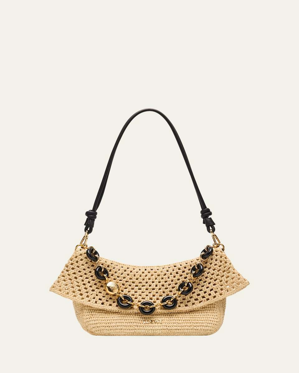 Ola Small Shoulder Bag in Raffia and Leather